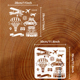 Globleland PET Hollow Out Drawing Painting Stencils, for DIY Scrapbook, Photo Album, Travel Themed, 30x30cm