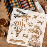Globleland PET Hollow Out Drawing Painting Stencils, for DIY Scrapbook, Photo Album, Travel Themed, 30x30cm