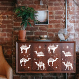 Globleland PET Hollow Out Drawing Painting Stencils, for DIY Scrapbook, Photo Album, Camel Pattern, 30x30cm