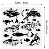 Globleland PET Hollow Out Drawing Painting Stencils, for DIY Scrapbook, Photo Album, Fish Pattern, 30x30cm