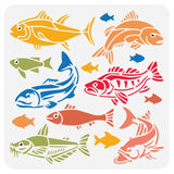 Globleland PET Hollow Out Drawing Painting Stencils, for DIY Scrapbook, Photo Album, Fish Pattern, 30x30cm