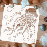 Globleland PET Hollow Out Drawing Painting Stencils, for DIY Scrapbook, Photo Album, Jellyfish Pattern, 30x30cm