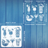 Globleland PET Hollow Out Drawing Painting Stencils, for DIY Scrapbook, Photo Album, Drink Pattern, 30x30cm