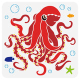 Globleland PET Hollow Out Drawing Painting Stencils, for DIY Scrapbook, Photo Album, Octopus Pattern, 30x30cm