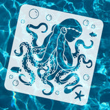 Globleland PET Hollow Out Drawing Painting Stencils, for DIY Scrapbook, Photo Album, Octopus Pattern, 30x30cm
