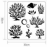 Globleland PET Hollow Out Drawing Painting Stencils, for DIY Scrapbook, Photo Album, Coral Pattern, 30x30cm