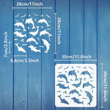 Globleland PET Hollow Out Drawing Painting Stencils, for DIY Scrapbook, Photo Album, Dolphin Pattern, 30x30cm