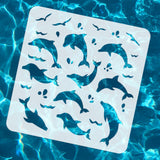 Globleland PET Hollow Out Drawing Painting Stencils, for DIY Scrapbook, Photo Album, Dolphin Pattern, 30x30cm