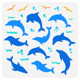 Globleland PET Hollow Out Drawing Painting Stencils, for DIY Scrapbook, Photo Album, Dolphin Pattern, 30x30cm