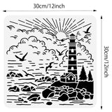 Globleland PET Hollow Out Drawing Painting Stencils, for DIY Scrapbook, Photo Album, Lighthouse Pattern, 30x30cm
