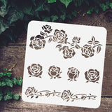 Globleland PET Hollow Out Drawing Painting Stencils, for DIY Scrapbook, Photo Album, Rose Pattern, 30x30cm