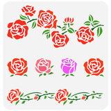 Globleland PET Hollow Out Drawing Painting Stencils, for DIY Scrapbook, Photo Album, Rose Pattern, 30x30cm