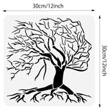Globleland PET Hollow Out Drawing Painting Stencils, for DIY Scrapbook, Photo Album, Tree Pattern, 30x30cm