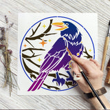 Globleland PET Hollow Out Drawing Painting Stencils, for DIY Scrapbook, Photo Album, Raven Pattern, 30x30cm