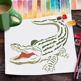 Globleland PET Hollow Out Drawing Painting Stencils, for DIY Scrapbook, Photo Album, Crocodile Pattern, 30x30cm