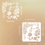 Globleland PET Hollow Out Drawing Painting Stencils, for DIY Scrapbook, Photo Album, Sakura Pattern, 30x30cm