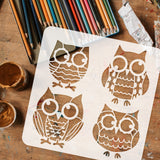 Globleland PET Hollow Out Drawing Painting Stencils, for DIY Scrapbook, Photo Album, Owl Pattern, 30x30cm