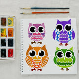 Globleland PET Hollow Out Drawing Painting Stencils, for DIY Scrapbook, Photo Album, Owl Pattern, 30x30cm