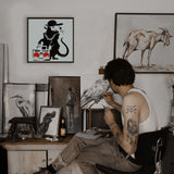Globleland PET Hollow Out Drawing Painting Stencils, for DIY Scrapbook, Photo Album, Mouse Pattern, 30x30cm