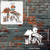 Globleland PET Hollow Out Drawing Painting Stencils, for DIY Scrapbook, Photo Album, Angel Pattern, 30x30cm