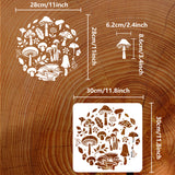 Globleland PET Hollow Out Drawing Painting Stencils, for DIY Scrapbook, Photo Album, Mushroom Pattern, 30x30cm