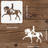 Globleland PET Hollow Out Drawing Painting Stencils, for DIY Scrapbook, Photo Album, Horse Pattern, 30x30cm