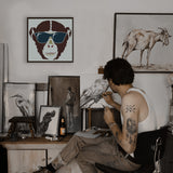 Globleland PET Hollow Out Drawing Painting Stencils, for DIY Scrapbook, Photo Album, Monkey Pattern, 30x30cm