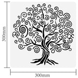 Globleland PET Hollow Out Drawing Painting Stencils, for DIY Scrapbook, Photo Album, Tree of Life Pattern, 30x30cm