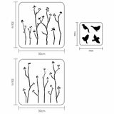Globleland 3Pcs 3 Styles Spring Theme PET Hollow Out Drawing Painting Stencils, for DIY Scrapbook, Photo Album, Tree & Bird Pattern, Spring Theme Pattern, 150~300x150~300mm, 1pc/style