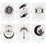 Globleland 6Pcs 6 Styles Witch Theme PET Hollow Out Drawing Painting Stencils, for DIY Scrapbook, Photo Album, Witch Hand & Sun & Moon & Cluster Pattern, Mixed Patterns, 297x210mm, 1pc/style
