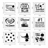 Globleland 9Pcs 9 Styles PET Hollow Out Drawing Painting Stencils, for DIY Scrapbook, Photo Album, Teachers' Day Pattern, Teacher's Day Themed Pattern, 150x150mm, 6 styles, 1pc/style, 6pcs/set.