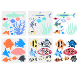 Globleland 4Pcs 4 Styles Sea Animals Theme PET Hollow Out Drawing Painting Stencils, for DIY Scrapbook, Photo Album, Sea Animals, 300x300mm, 1pc/style