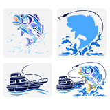 Globleland 3Pcs 3 Styles PET Hollow Out Drawing Painting Stencils, for DIY Scrapbook, Photo Album, Fish Pattern, Fish Pattern, 210~300x297~300mm, 1pc/style