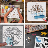 Globleland 6Pcs 6 Styles Agapanthus Theme PET Hollow Out Drawing Painting Stencils, for DIY Scrapbook, Photo Album, Leaf, Flower Pattern, 297~300x210~300mm