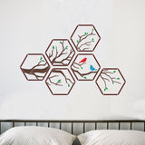Globleland 6Pcs 6 Styles Hexagon PET Hollow Out Drawing Painting Stencils, for DIY Scrapbook, Photo Album, Leaf, Branch Pattern, 300x300mm, 1pc/style