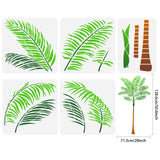 Globleland 5Pcs 5 Styles Palm Tree Theme PET Hollow Out Drawing Painting Stencils, for DIY Scrapbook, Photo Album, Leaf & Tree Trunk, Mixed Patterns, 279~300x210~300mm, 1pc/style