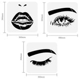 Globleland 3Pcs 3 Styles PET Hollow Out Drawing Painting Stencils, for DIY Scrapbook, Photo Album, Eye Pattern, 300x300mm, 1pc/style