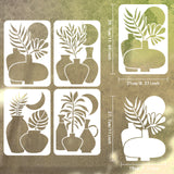 Globleland 4Pcs 4 Styles PET Hollow Out Drawing Painting Stencils, for DIY Scrapbook, Photo Album, Pineapple, Vase Pattern, 297x210mm, 1pc/style