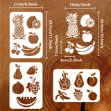 Globleland 3Pcs 3 Styles PET Hollow Out Drawing Painting Stencils, for DIY Scrapbook, Photo Album, Fruit Pattern, 297x210mm, 1pc/style