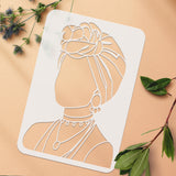 Globleland 4Pcs 4 Styles PET Hollow Out Drawing Painting Stencils, for DIY Scrapbook, Photo Album, Pineapple, Women Pattern, 297x210mm, 1pc/style