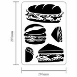 Globleland Plastic Drawing Painting Stencils Templates, for Painting on Scrapbook Fabric Tiles Floor Furniture Wood, Rectangle, Food Pattern, 29.7x21cm
