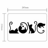 Globleland Plastic Drawing Painting Stencils Templates, for Painting on Scrapbook Fabric Tiles Floor Furniture Wood, Rectangle, Cat Pattern, 29.7x21cm