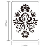 Globleland Plastic Drawing Painting Stencils Templates, for Painting on Scrapbook Fabric Tiles Floor Furniture Wood, Rectangle, Floral Pattern, 29.7x21cm