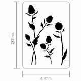 Globleland Plastic Drawing Painting Stencils Templates, for Painting on Scrapbook Fabric Tiles Floor Furniture Wood, Rectangle, Flower Pattern, 29.7x21cm