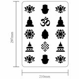 Globleland Plastic Drawing Painting Stencils Templates, for Painting on Scrapbook Fabric Tiles Floor Furniture Wood, Rectangle, Ohm Pattern, 29.7x21cm