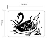 Globleland Plastic Drawing Painting Stencils Templates, for Painting on Scrapbook Fabric Tiles Floor Furniture Wood, Rectangle, Swan Pattern, 29.7x21cm