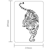 Globleland Plastic Drawing Painting Stencils Templates, for Painting on Scrapbook Fabric Tiles Floor Furniture Wood, Rectangle, Tiger Pattern, 29.7x21cm