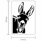 Globleland Plastic Drawing Painting Stencils Templates, for Painting on Scrapbook Fabric Tiles Floor Furniture Wood, Rectangle, Donkey Pattern, 29.7x21cm