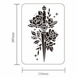Globleland Plastic Drawing Painting Stencils Templates, for Painting on Scrapbook Fabric Tiles Floor Furniture Wood, Rectangle, Sword Pattern, 29.7x21cm