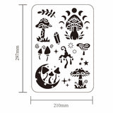 Globleland Plastic Drawing Painting Stencils Templates, for Painting on Scrapbook Fabric Tiles Floor Furniture Wood, Rectangle, Mushroom Pattern, 29.7x21cm